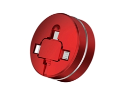 Cabo de carregamento multifuncional 3 em 1, retrátil, com suporte para celular, dados, rápido, micro USB, Tipo C, vermelho AQUAFORGE