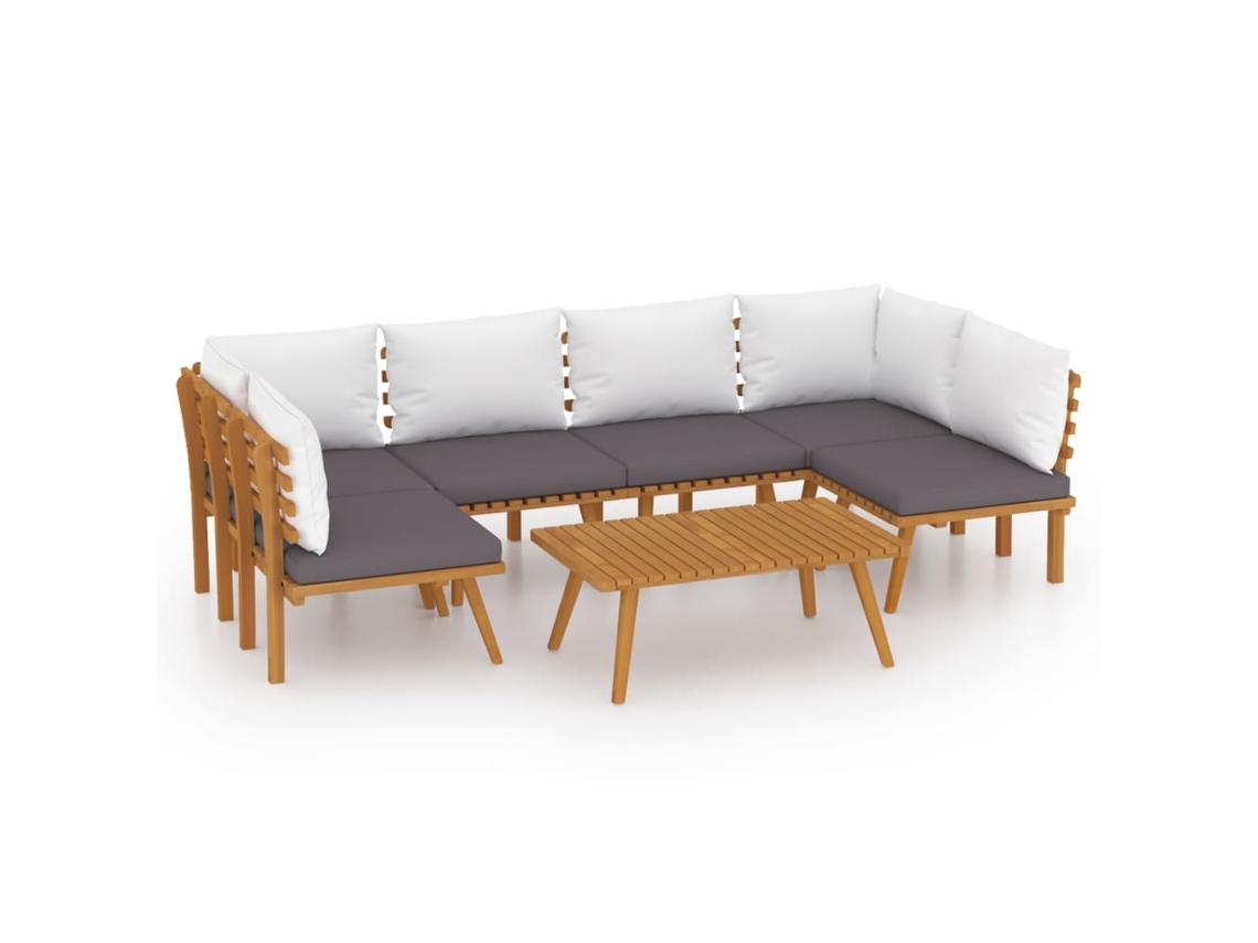 Maison Exclusive - 7 Pcs Conjunto Lounge De Jardim Com Almofadões Acácia Maciça