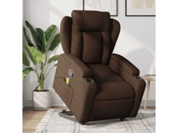 Vidaxl Poltrona Reclinável Massagens Tecido Castanho