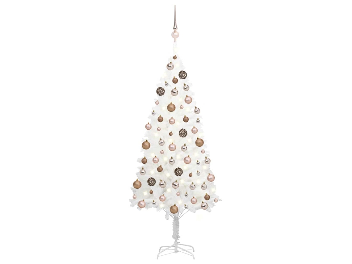 Vidaxl Árvore Natal Artificial Pré-iluminada C/ Bolas Branco