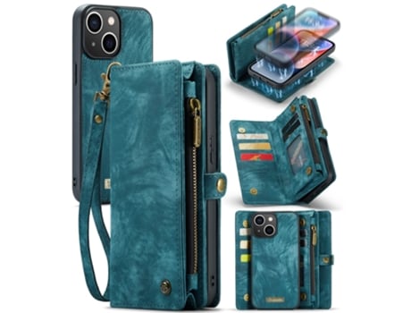 Capa Quedas Para Iphone 15 Caseme Pele Sintética Azul