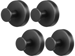 Beaupretty Conjunto De 4-ganchos Ventosa Em Aço Inoxidável Preto Para Portas E Janelas Vidro, Resistentes E Ideais Para