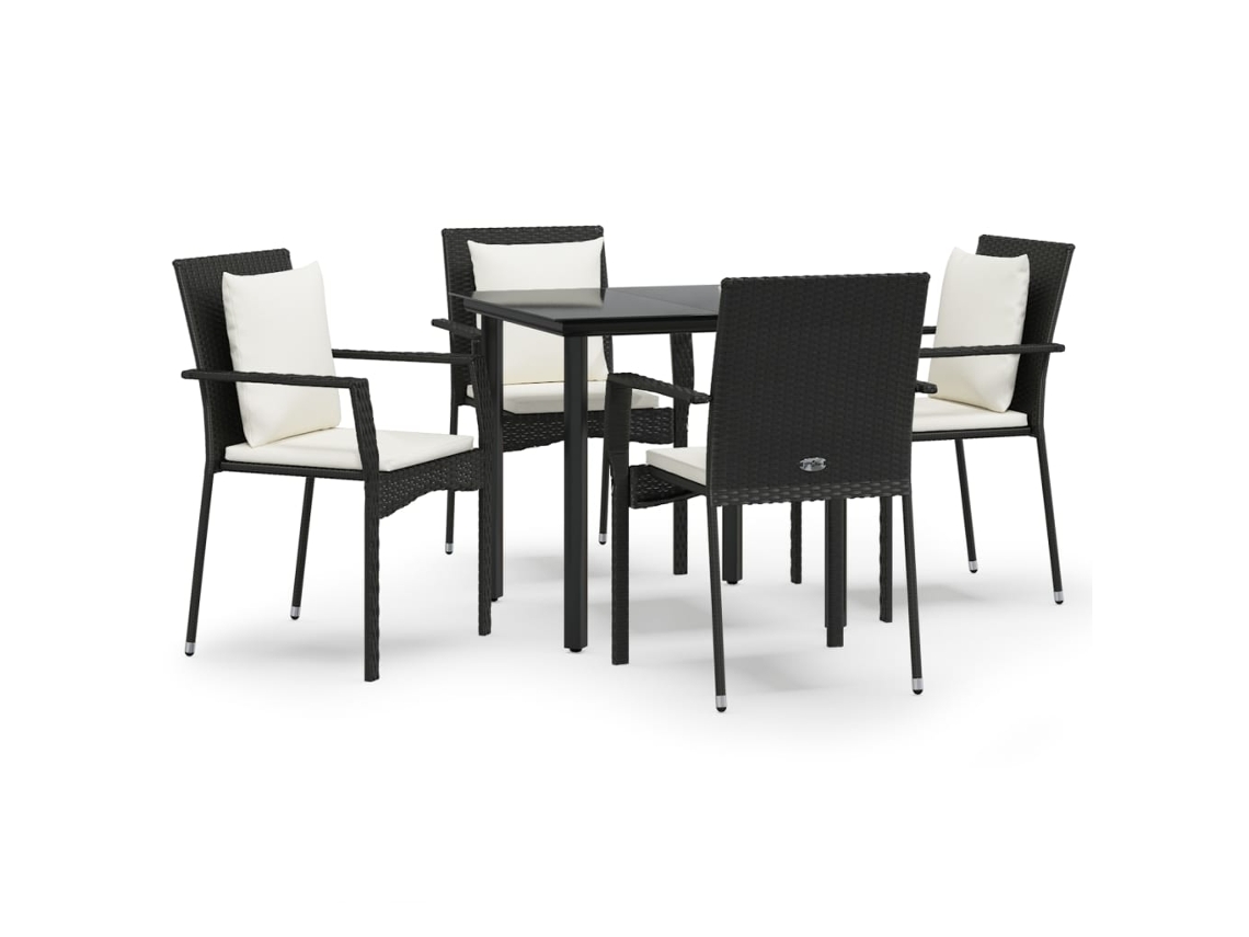 Garden Dining Set, Garden Dining Sets Vidaxl Preto Rattan / Vime (80 Cm Table Length)