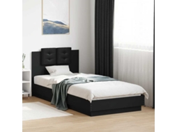 Vidaxl Estrutura De Cama Com Cabeceira E Luzes Led 100x200 Cm Preto