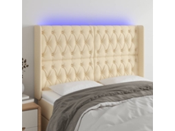 Vidaxl Cabeceira Cama C/ Luzes Led Tecido 147x16x118/128 Cm Cor Creme