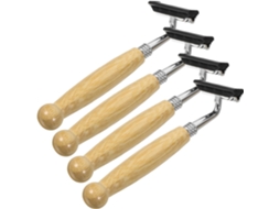 Conjunto de 4 lâminas Barbear em aço inoxidável com cabo de bambu, para corte.