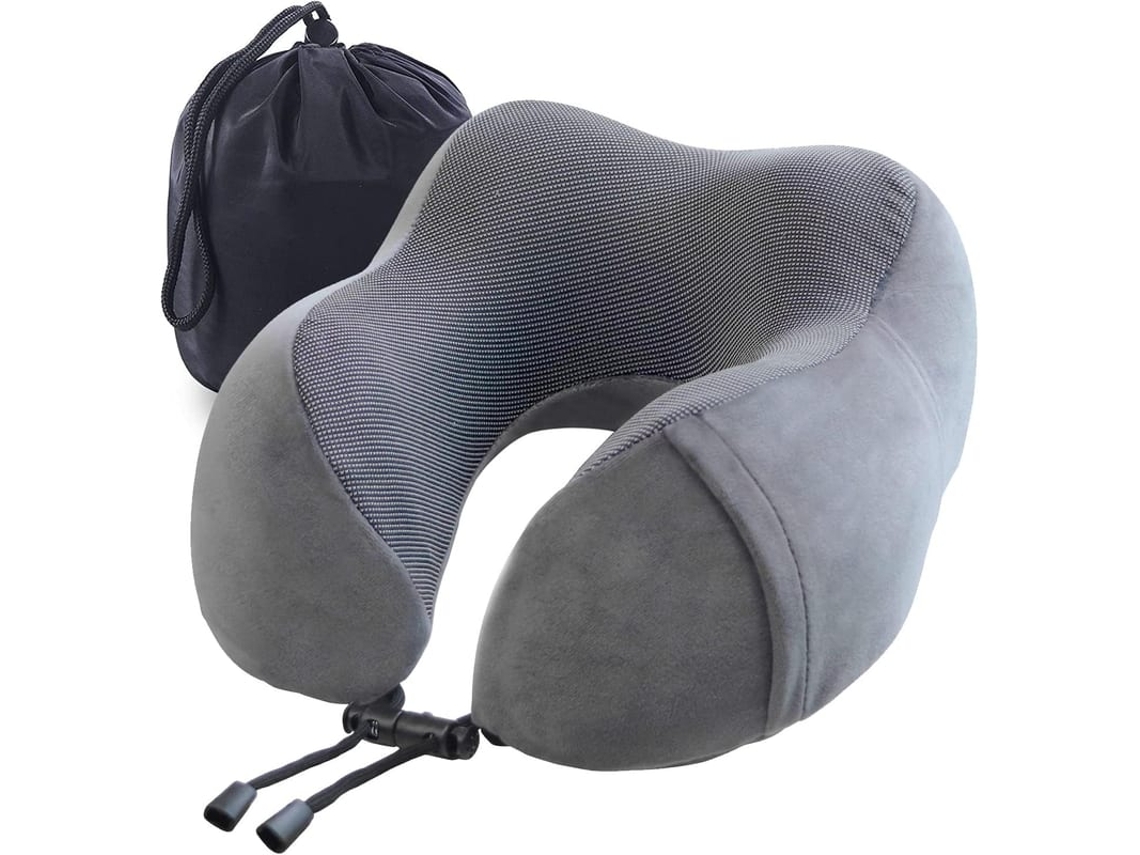 Travesseiro De Viagem Com Espuma De Memória, Suporte Cervical E Cabeça, Bolsos Laterais, Para Avião E Viagens