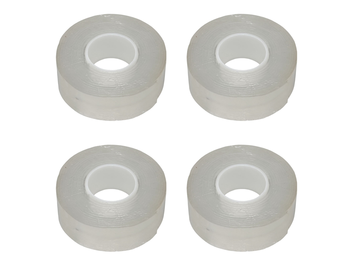 Fita adesiva dupla face, 4 rolos de 3 m cada, transparente, reciclável, para cartas.