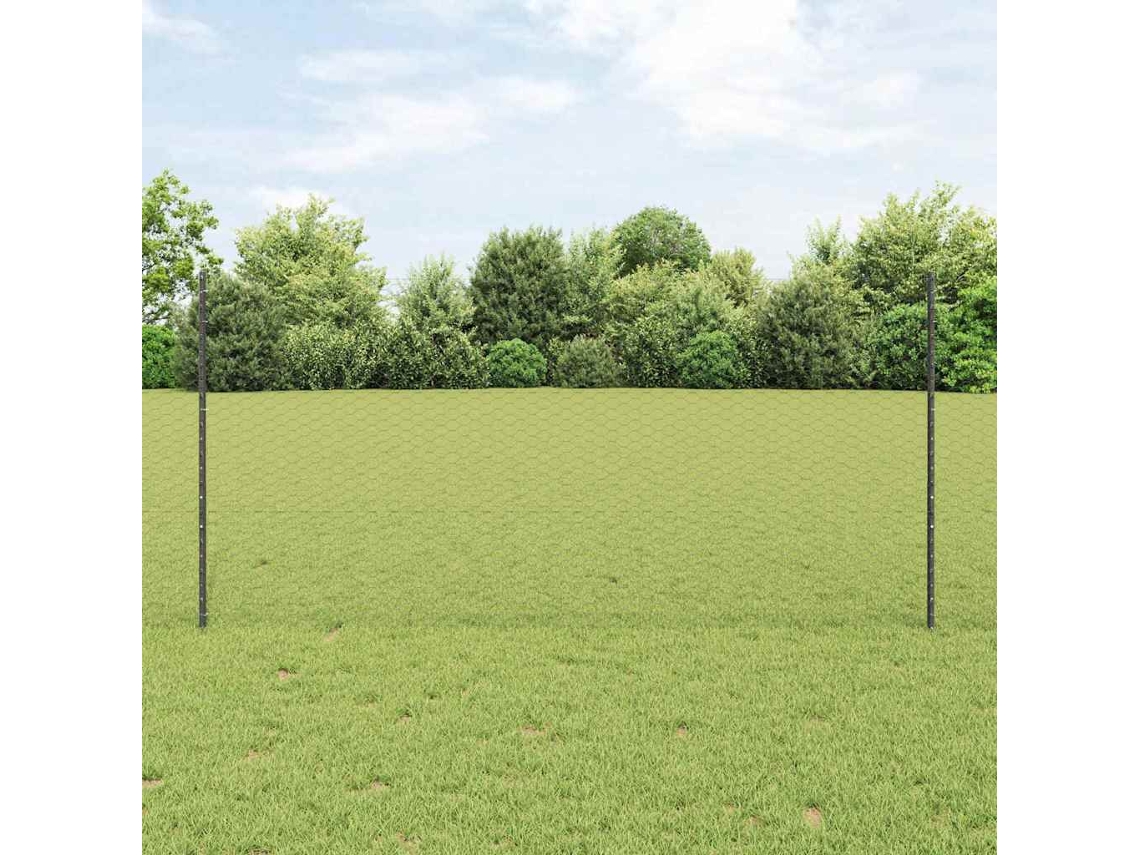 Vidaxl Cerca Hexagonal Com Poste 10 X 1,2 M Aço Revestido De Pvc Malha