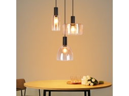 Nettlife Lustre De Suspensão Para Mesa De Jantar Com 3 Lâmpadas Em Vidro, Estilo Industrial Vintage, Com Altura Ajustável Para Cozinha (lâmpadas Não