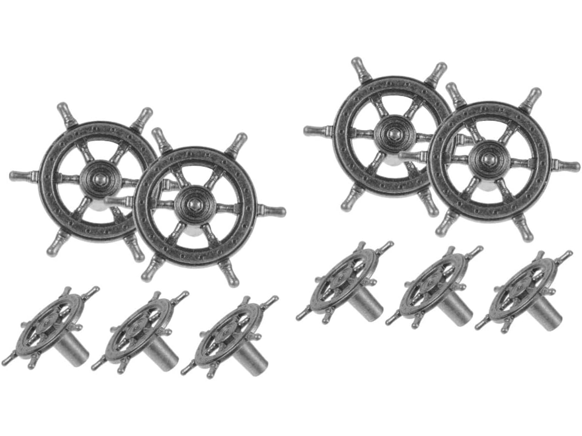 Cabilock Conjunto De 10 Puxadores Gaveta Estilo Antigo, Com Design De Roda Navio, Para Guarda Roupas E Armários