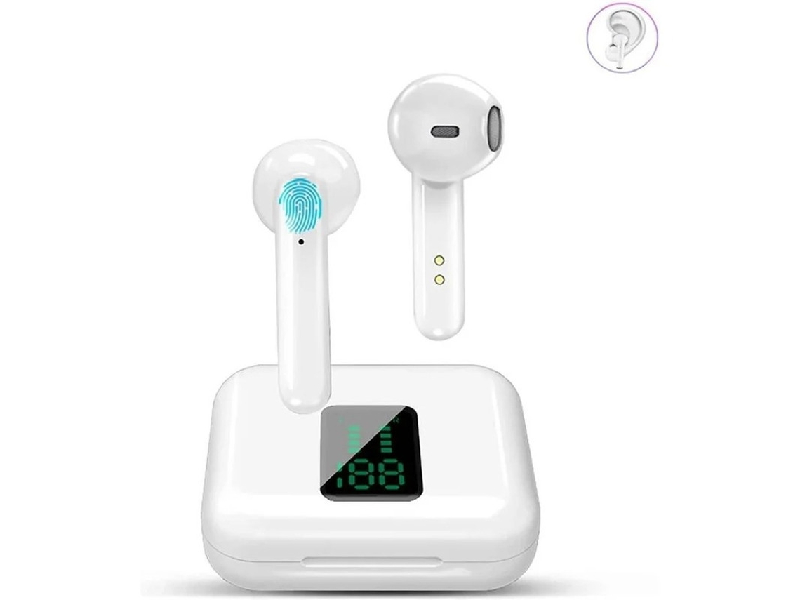 Auriculares Bluetooth True Wireless Bestvite (in Ear - Microfone - Noise Cancelling - Branco)