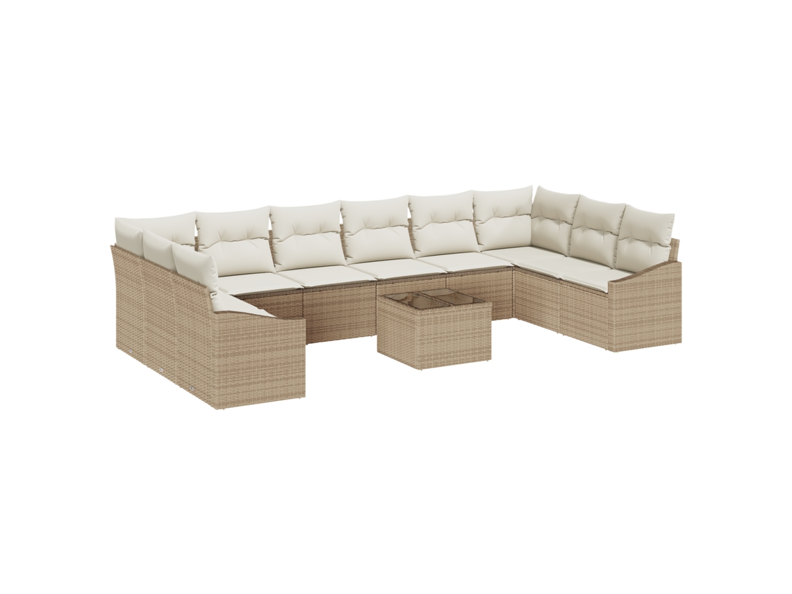 Conjunto 11 Conjunto De Sofá De Jardim Vidaxl Bege Vime Pe