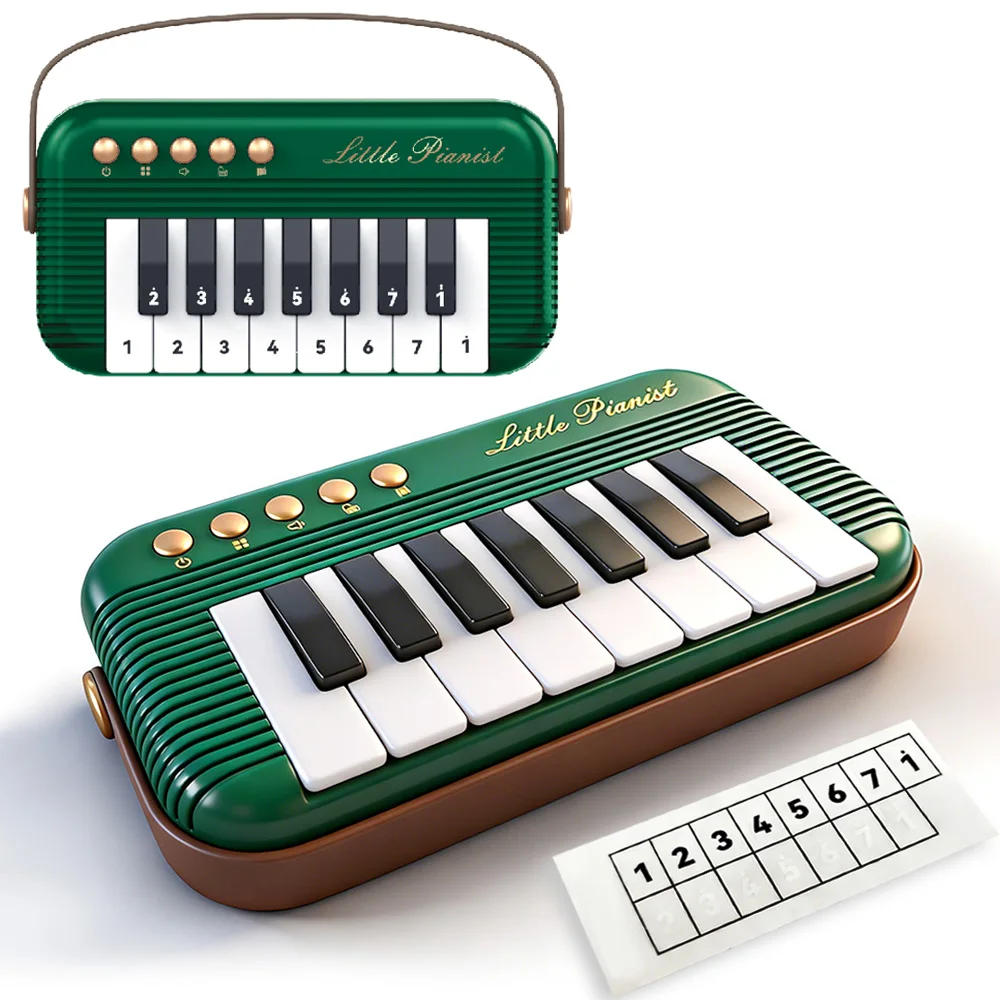 (verde) Mini Piano De Brinquedo Com 5 Cores, Piano De Bolso Retrô