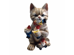Estátua De Gato Com Gnome Melhor Decoração Art Déco Para Interior Exterior Casa Ou Escritório Rnemitery