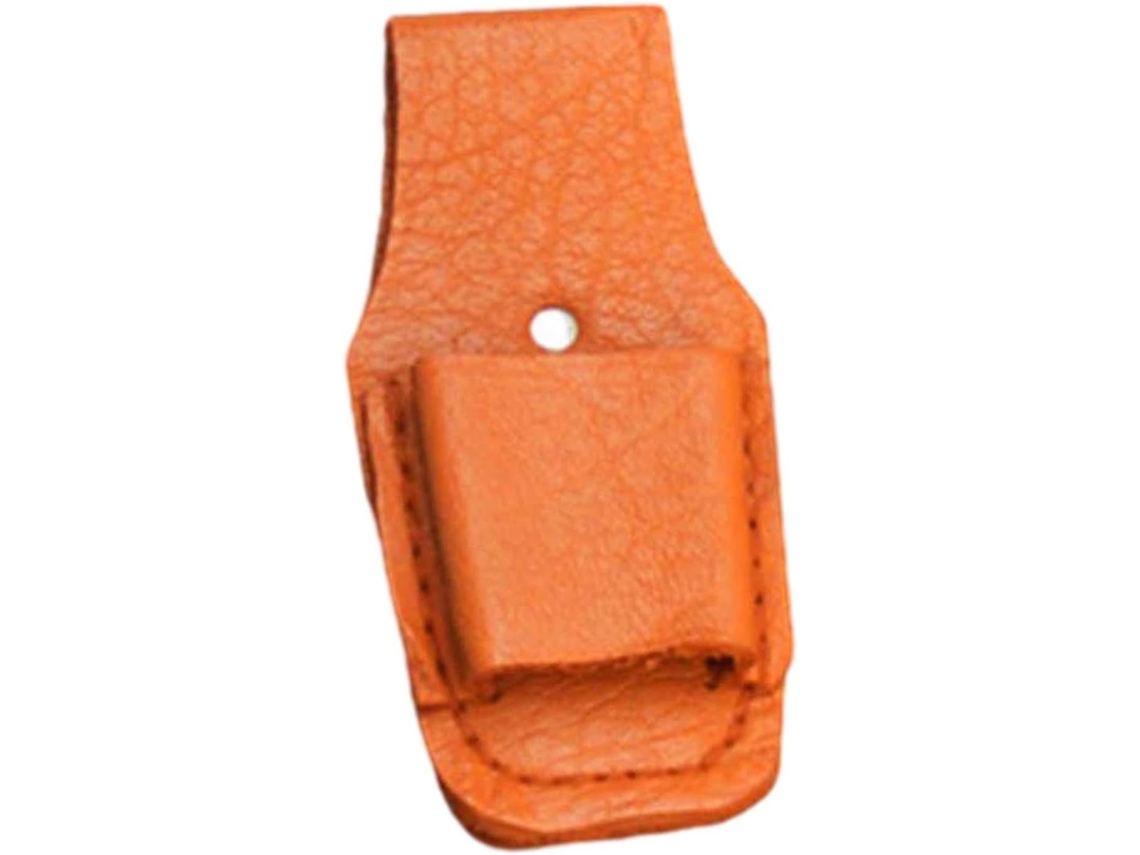 Bolsa para ferramentas em couro sintético resistente, com presilha para cinto e fivelas, ideal para projetos de construção.