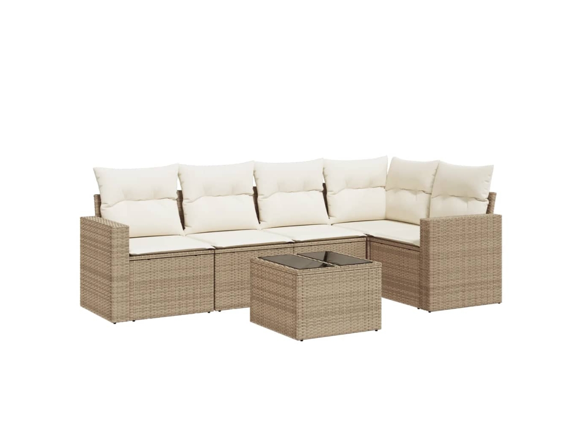 Maison Exclusive - 6 Pcs Conjunto De Sofás P/ Jardim Com Almofadões Vime Pe Bege