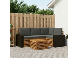 Vidaxl Conjunto De Sofás Para Exterior 5 Unid. Natural E Antracite