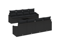 Conjunto 9 Conjunto De Sofá De Jardim Vidaxl Preto Vime Pe (55 X 55 X 37 Cm)