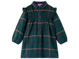 Vestido De Criança Com Manga Comprida E Folhos Verde-escuro 92