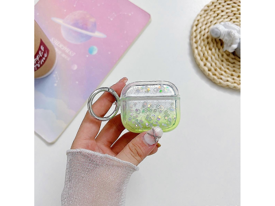Capa protetora transparente com glitter para fones de ouvido Bluetooth GIECY