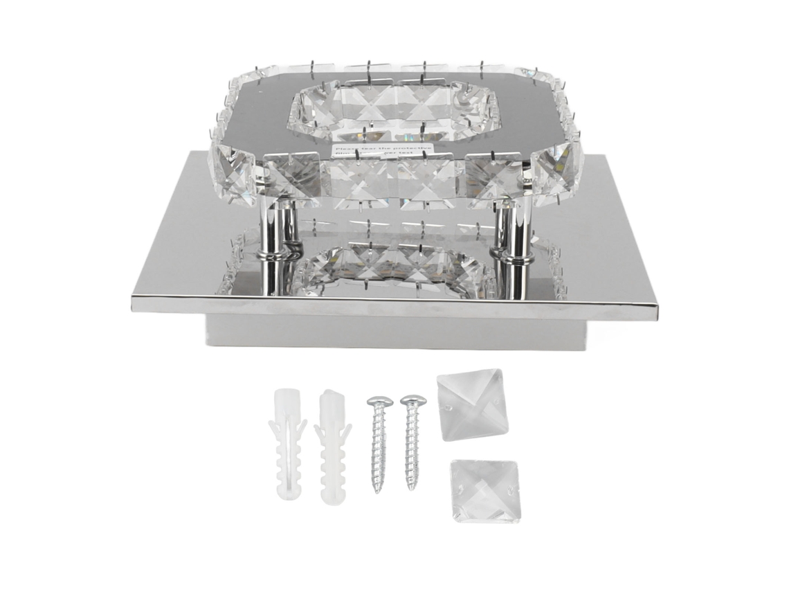 Rebe-lâmpada De Teto Led Quadrada Moderna Com Cristal Falso Mini Candelabro 3 Cores Luz Para Sala Passagem 85-265v