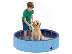Piscina para Cães Dobrável S/MARCA (Ø120x30 Cm, Pvc Antiderrapante, Azul, com Aspersor, Portátil)
