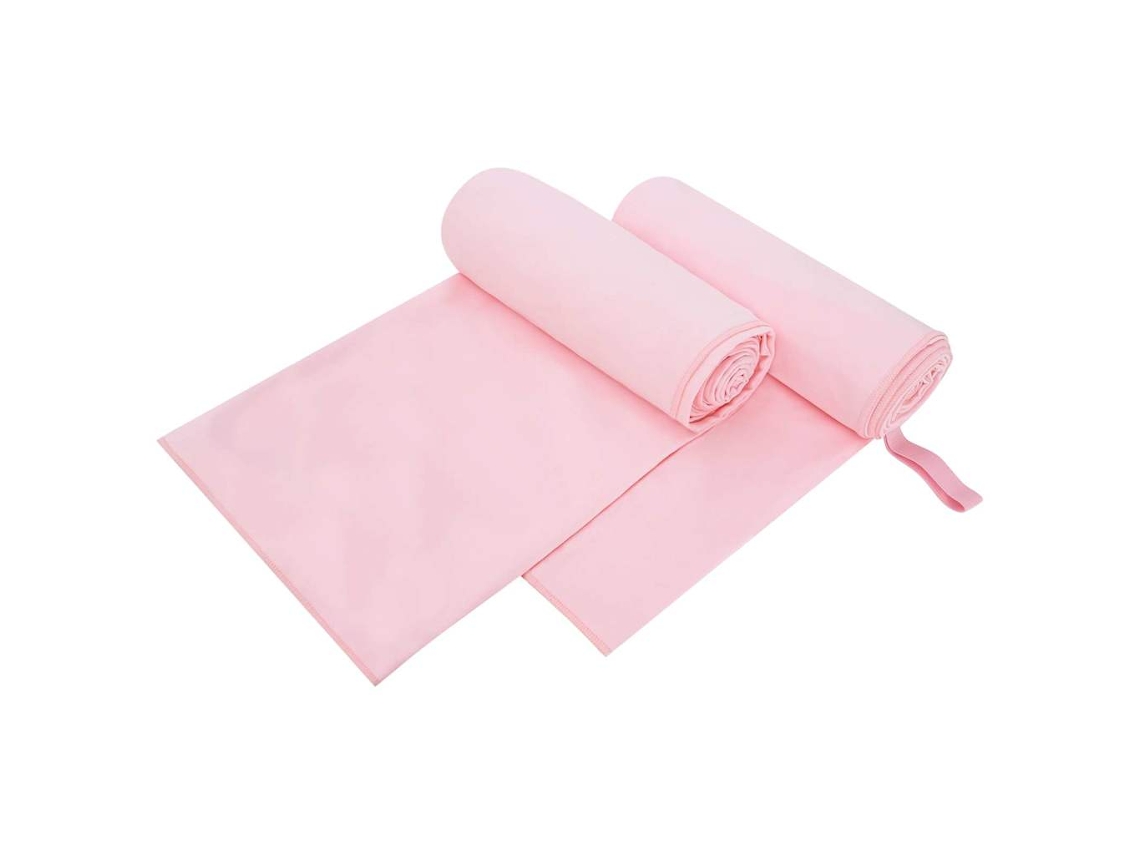 Conjunto 2 Toalhas Esportivas Vidaxl Rosa Poliéster (200 X 100 Cm)