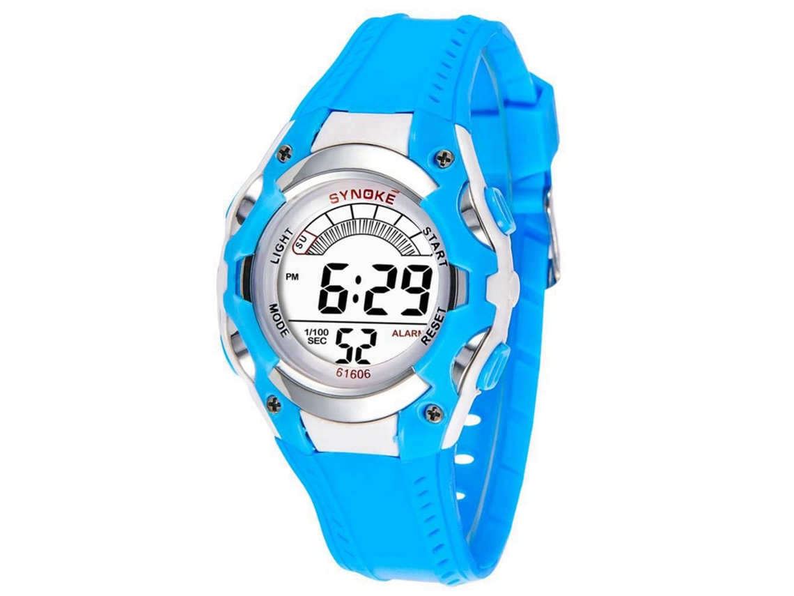 Relógio esportivo eletrônico Sanda Fashion para estudantes, pulseira azul.
