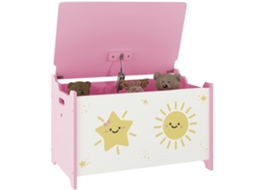 Baú de Brinquedos BTFORUS com tampa, 60x37x39cm rosa