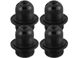 Conjunto De 4 Soquetes E27 Para Lâmpadas Em Plástico Preto, Para Projetos De Iluminação Faça Você Mesmo.