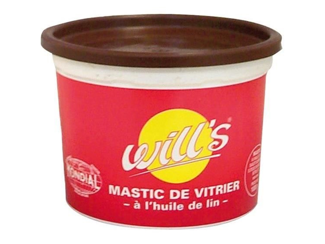 Massa de vidraceiro Wills Mahogany 500g, óleo de linhaça, para fixação de vidro em madeira e metal