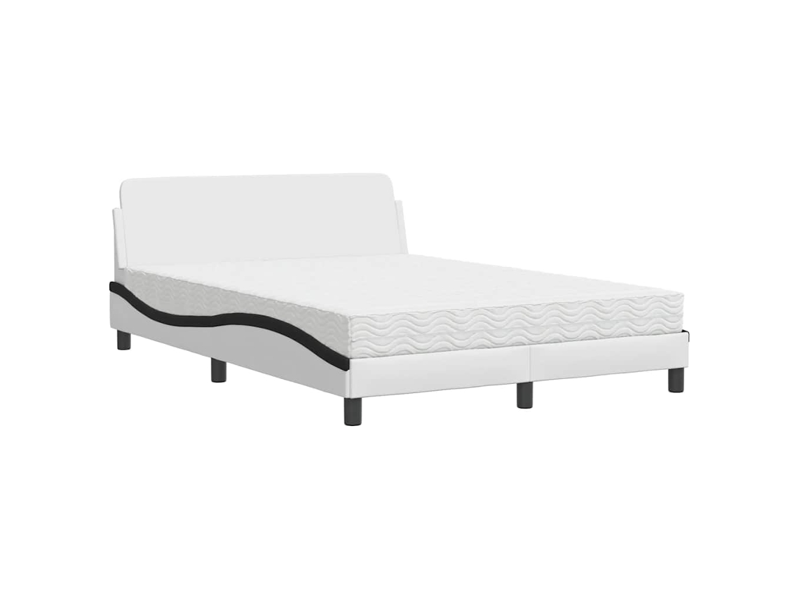 Cama com Colchão Dover 140x200 Cm Couro Artificial Preto e Branco MAISON EXCLUSIVE