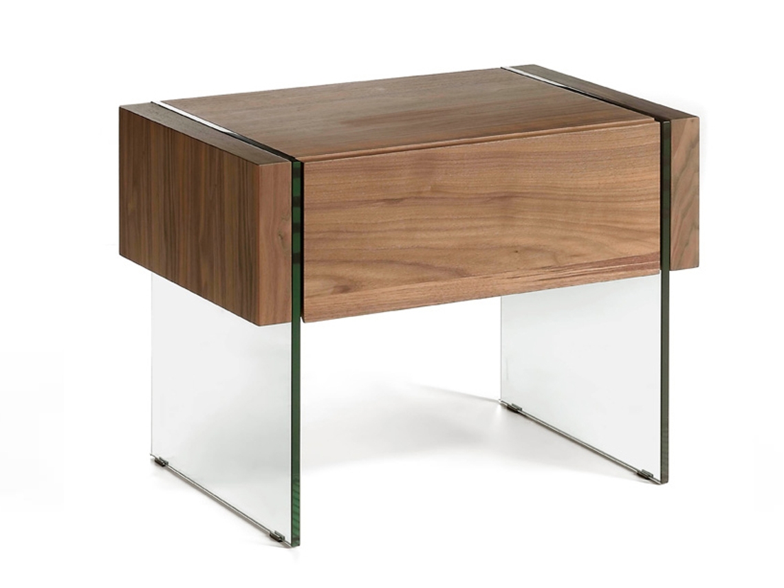 Mesa de Cabeceira ANGEL CERDÁ. 7042 (Castanho - MDF, Vidro - 58 x 39 x 43 cm)