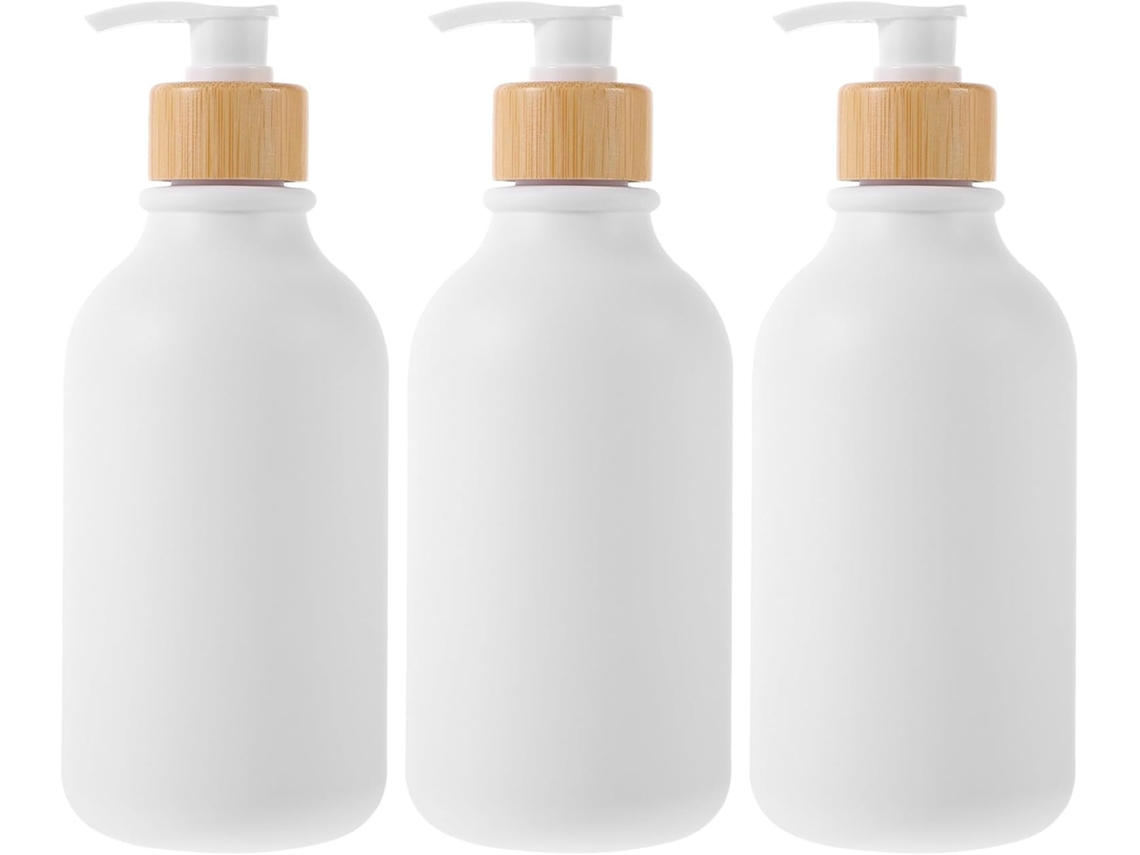 Ciieeo - De 3 Frascos Dispensadores De Líquido Recarregáveis De 500ml Em Pet Branco, Resistentes A