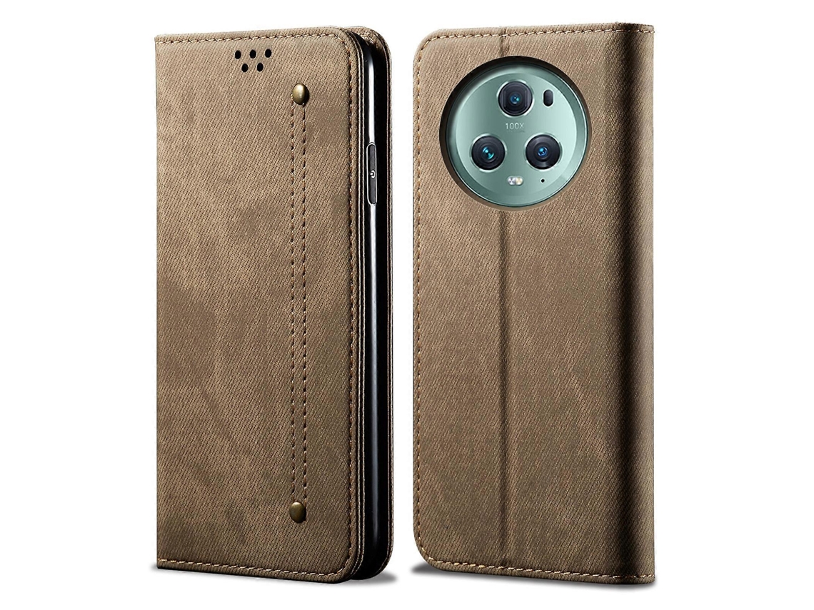 Capa Para Celular For Honor Magic5 Em Couro Com Textura Jeans
