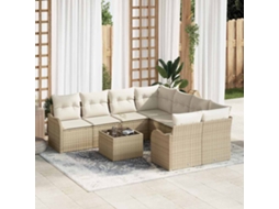 Vidaxl Conjunto De Sofá De Jardim 9 Unid. 8-número De Lugares Bege