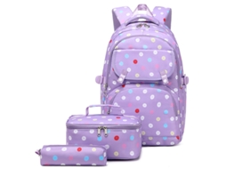 Mochila Floral com Lancheira E Estojo Para Lápis para Crianças E Adolescentes. Roxo Hexinyigjly