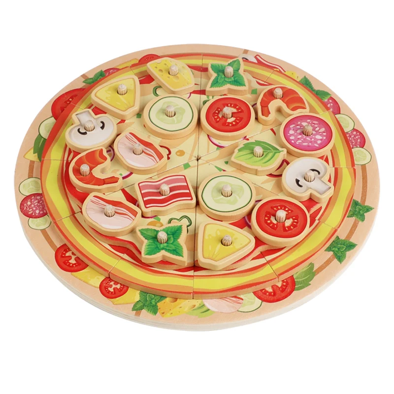 Simulação De Madeira Para Crianças Pizza House Meninos Meninas Bolo Sobremesa Corte Jogo Música Frutas Legumes Cognitive Brinquedos De Madeira