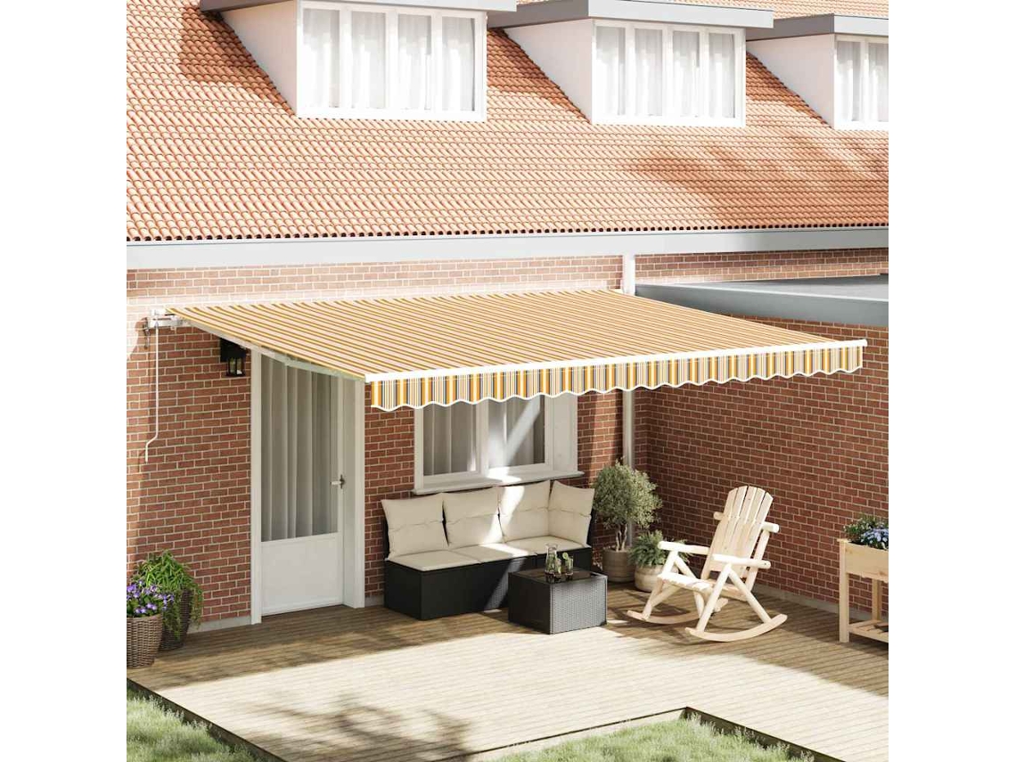 Vidaxl Toldo Retrátil Multicolor 450 × 300 Cm Tecido E Alumínio