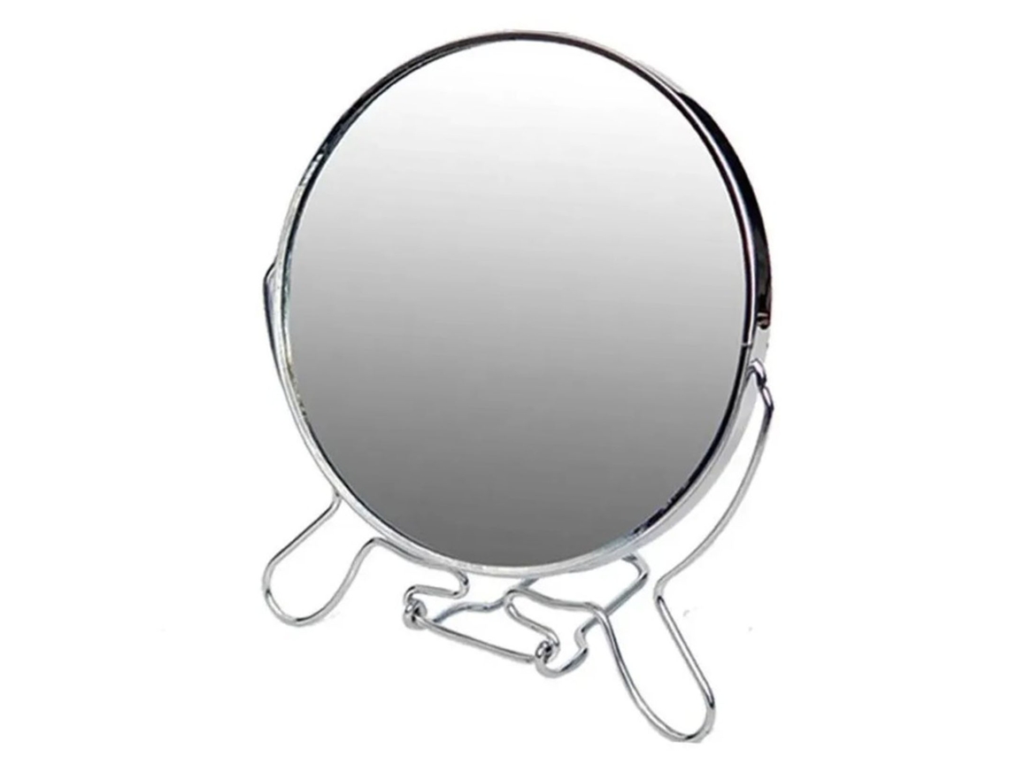 Espelho de maquiagem portátil de mesa com rotação dupla face e 15 cm (6 polegadas).