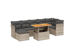 Conjunto de 8 Sofás de Jardim com Almofadões Vime Pe Cinzento MAISON EXCLUSIVE (8 pcs)