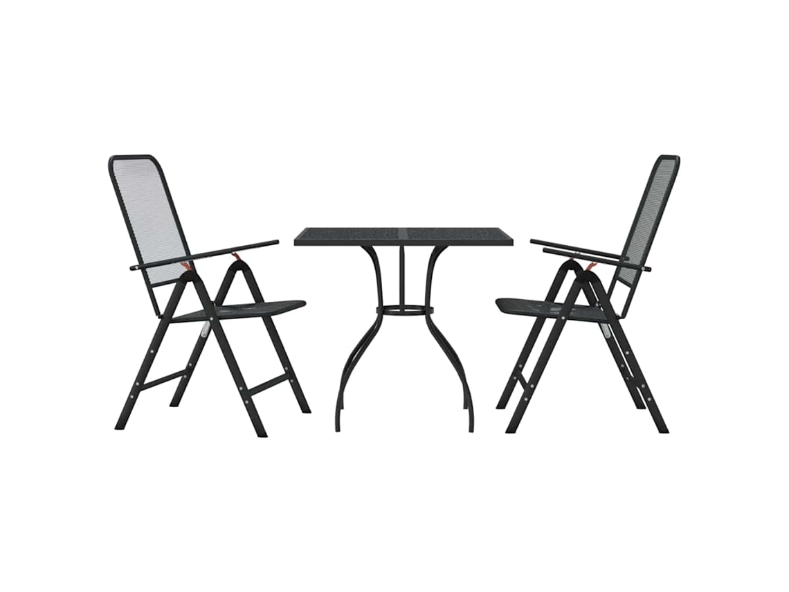 Maison Exclusive - 3 Pcs Conjunto De Jantar Para Jardim Rede De Metal Antracite