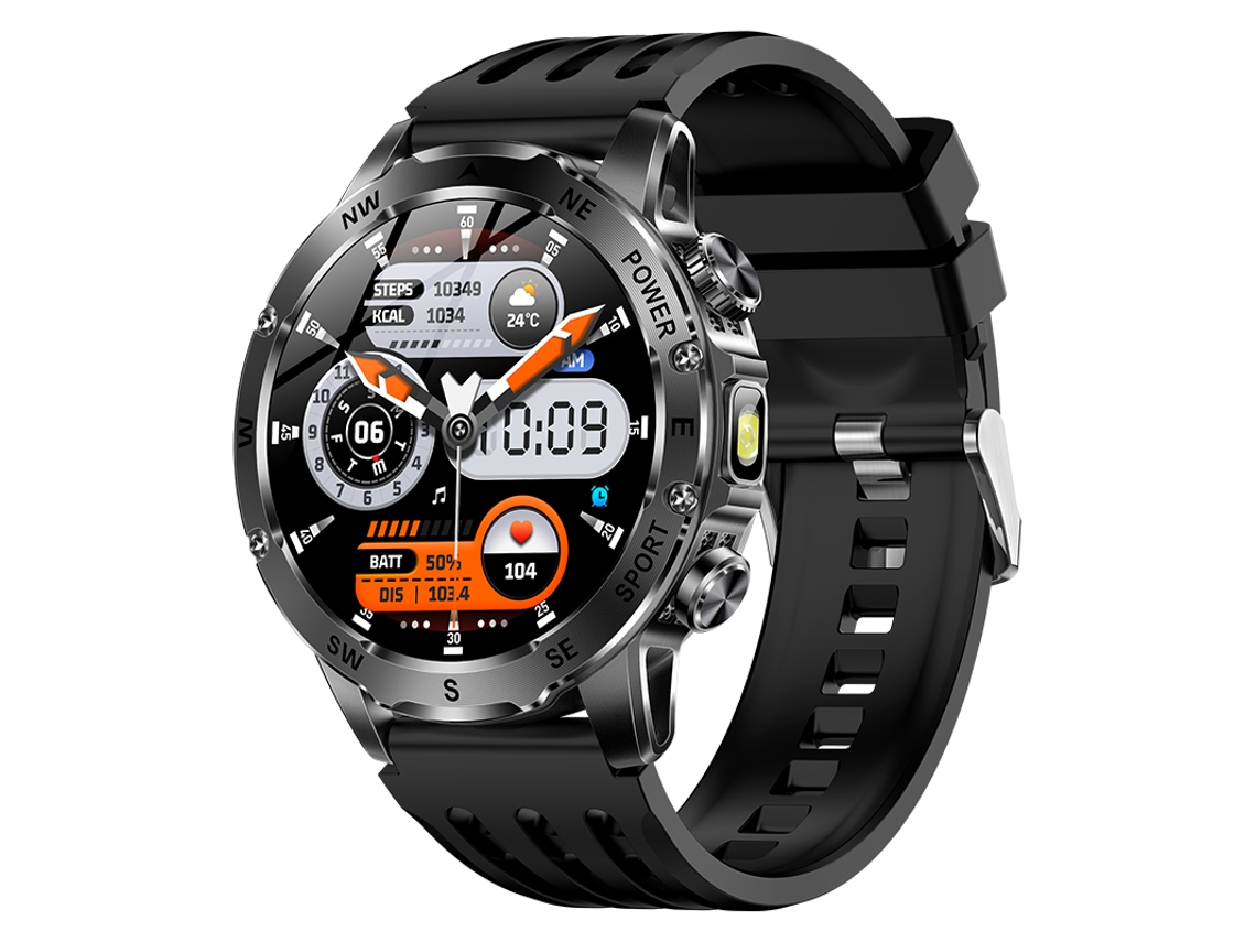 Smartwatch Masculino Ak92 Bateria 800mah Ecrã 1.53'' Bússola Ip68 (preto)
