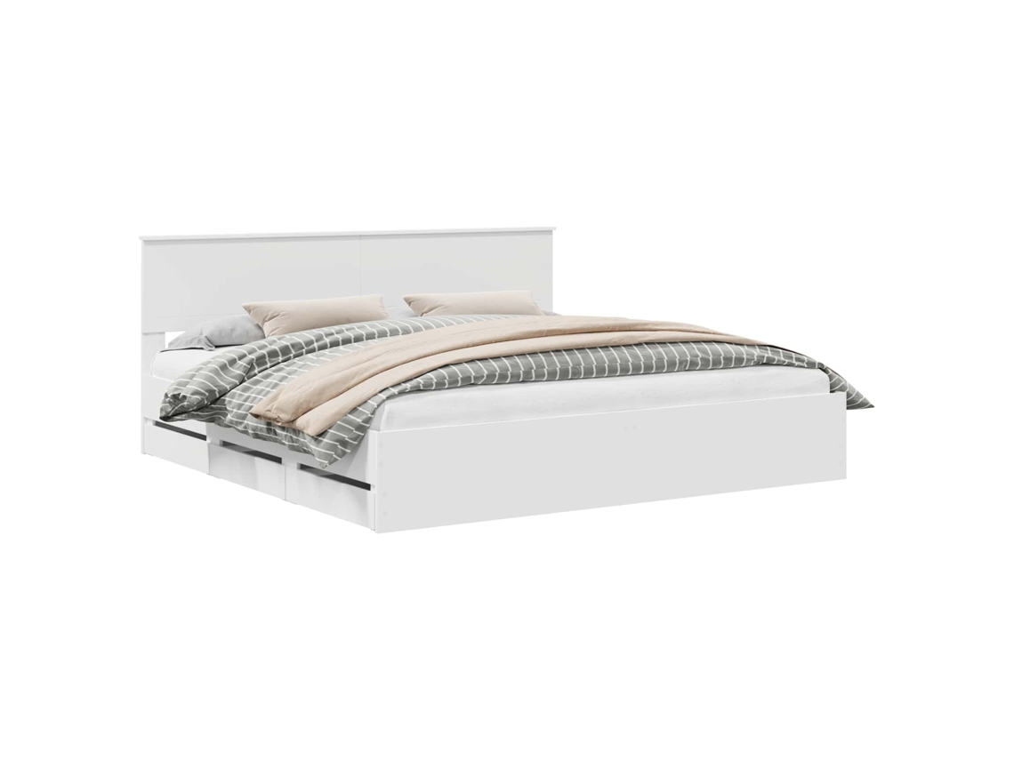 Estrutura de Cama MAISON EXCLUSIVE Branco 200 X 200 cm Madeira de Engenharia