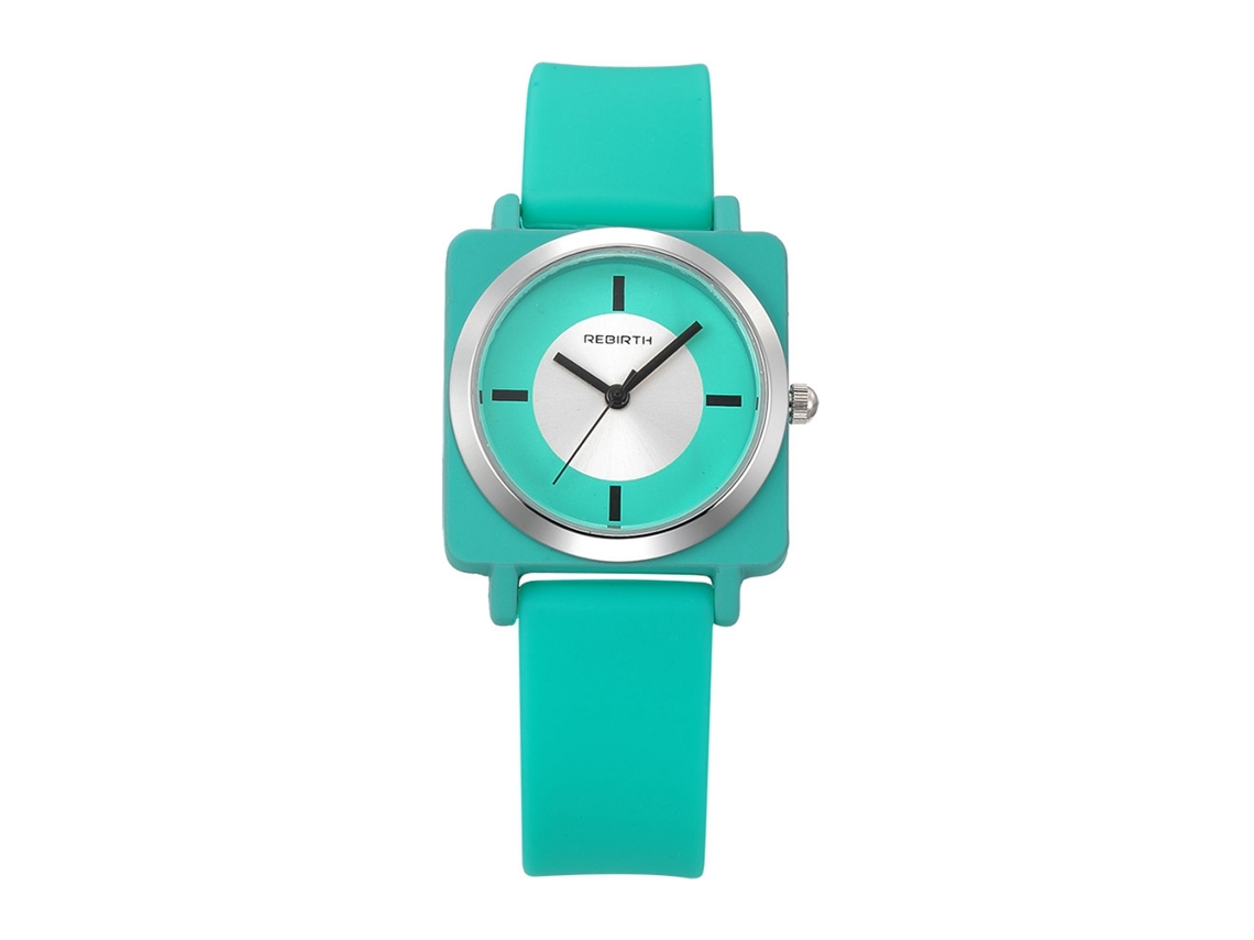 Relógio de Pulso Fashion Quadrado com Pulseira de Silicone e Movimento de Quartzo (verde)