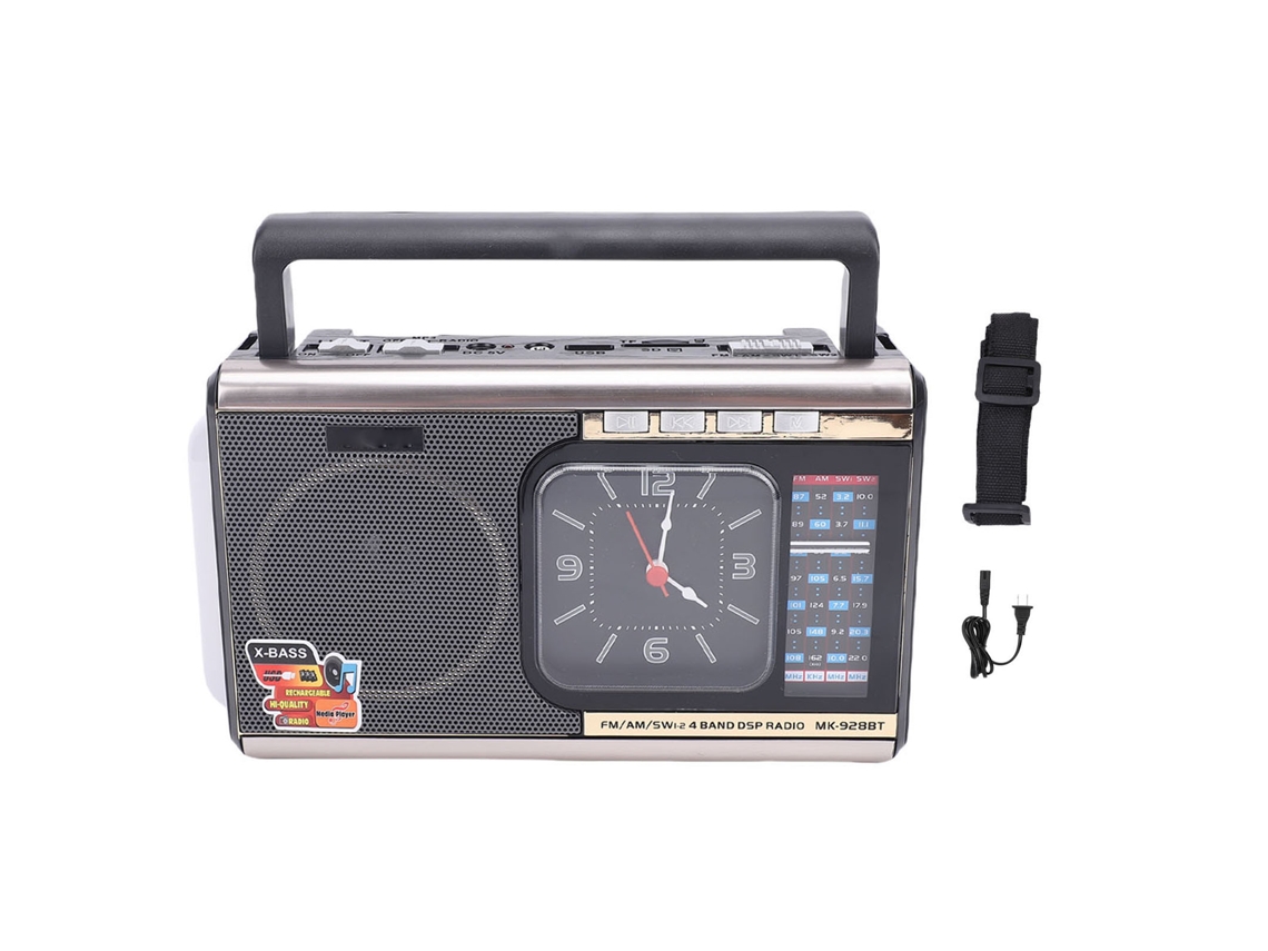 Rádio Retrô Portátil Multifuncional com Caixa de Som Bluetooth e Lanterna. EOOCOO