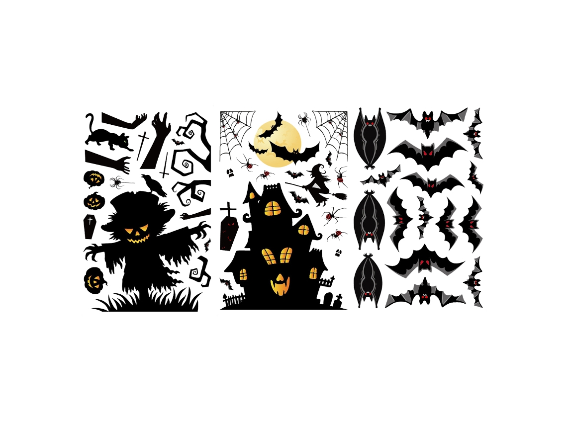 Adesivos Halloween Decorações Dupla Face para Janelas de Festa RNEMITERY