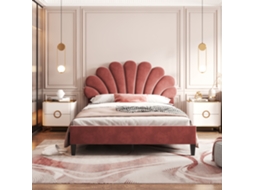 Cama De Casal 140x200 Cm Polsterbett Seda Vermelho Feijão Com Lattenrost