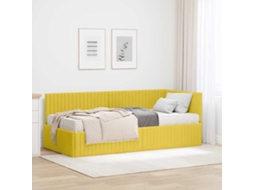 Vidaxl Estrutura De Cama De Canto Com Colchão 2 Unid. Amarelo Veludo